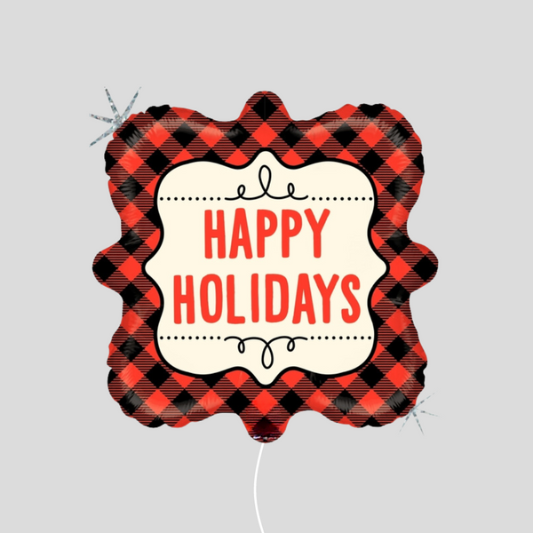 18" 'Buffalo Plaid Holidays' Standard Foil Balloon