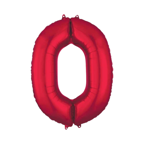 34" Number 0 Red Foil Balloon