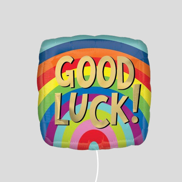 17" 'Good Luck!' Rainbow Square Foil Balloons