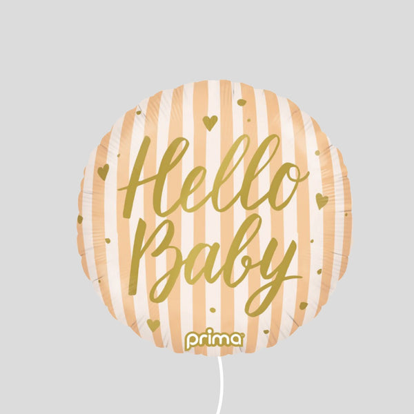 18" 'Hello Baby' Peach Stripes Standard Foil Balloon