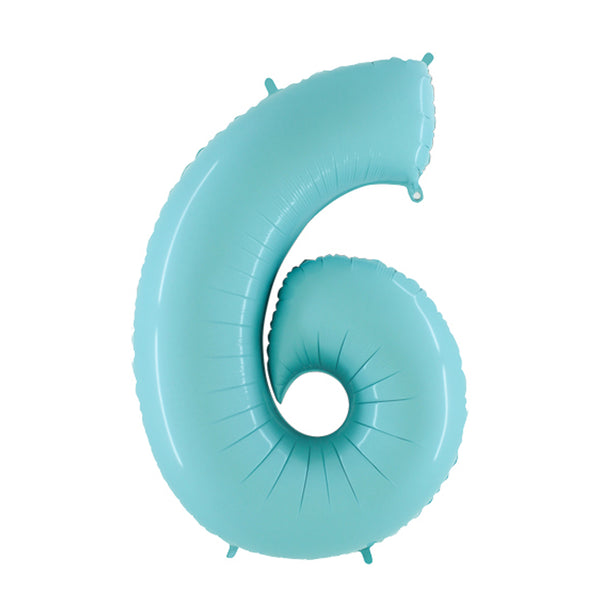 34" Number 6 Baby Blue Oaktree Foil Balloon