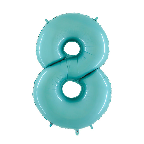 34" Number 8 Baby Blue Oaktree Foil Balloon