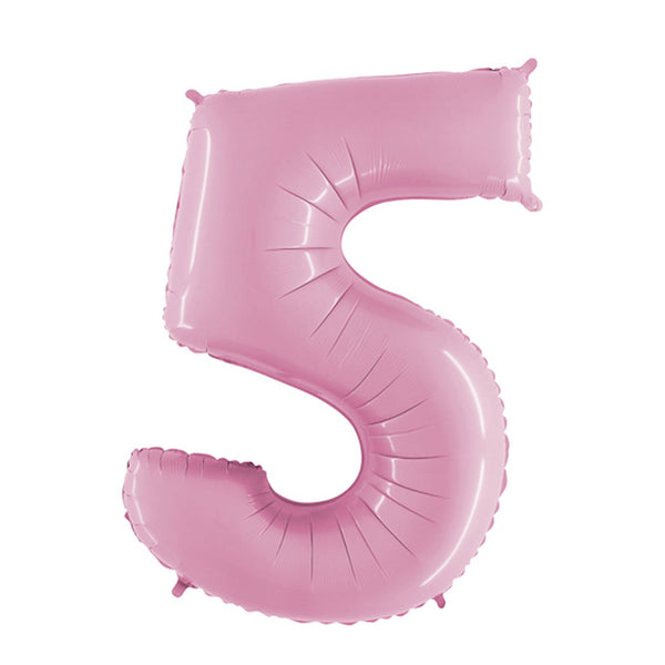 34" Number 5 Baby Pink Oaktree Foil Balloon