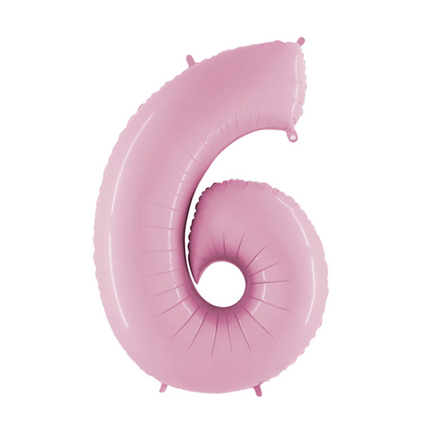 34" Number 6 Baby Pink Oaktree Foil Balloon