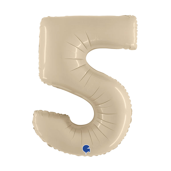 34" Number 5 Beige Oaktree Foil Balloon