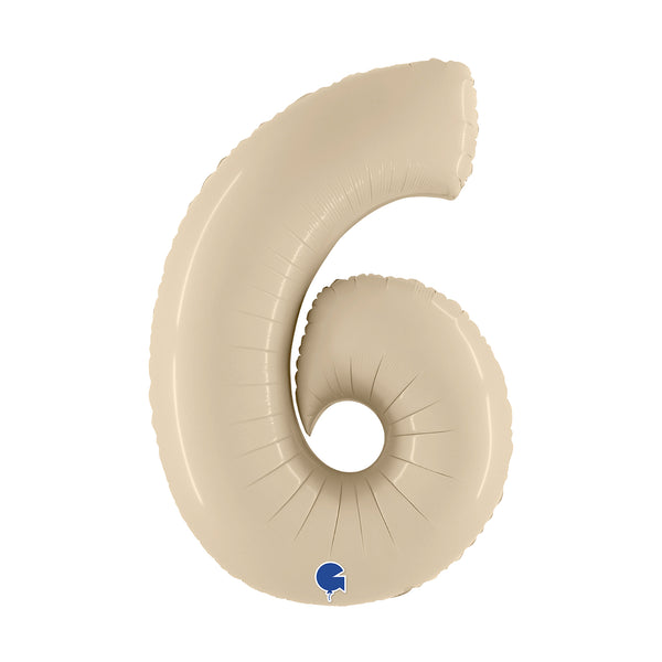 34" Number 6 Beige Oaktree Foil Balloon