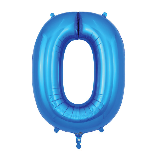 34" Number 0 Blue Oaktree Foil Balloon