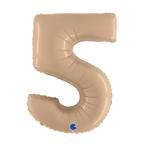 34" Number 5 Cream Oaktree Foil Balloon