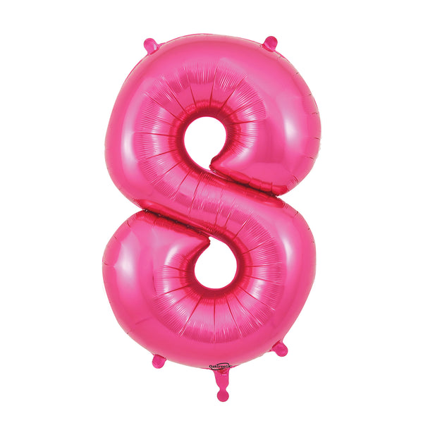 34" Number 8 Fuschia Oaktree Foil Balloon