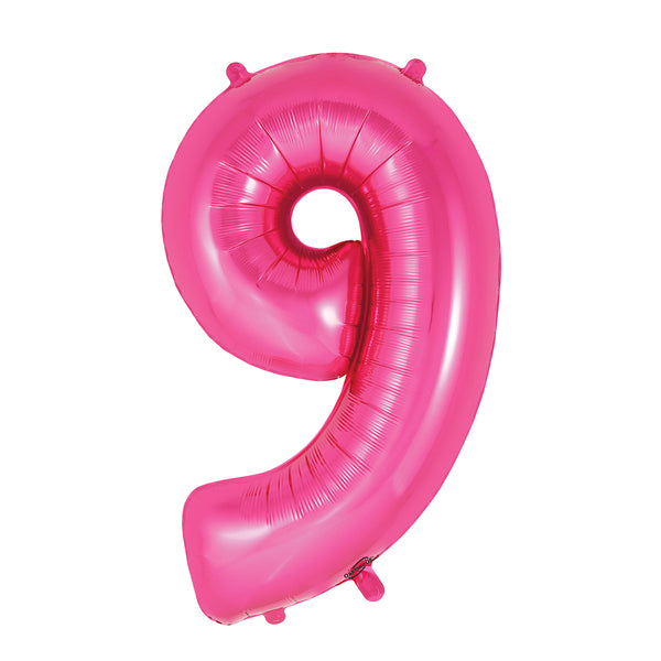 34" Number 9 Fuschia Oaktree Foil Balloon