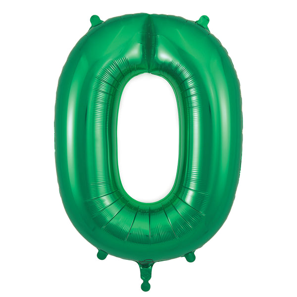 34" Number 0 Green Oaktree Foil Balloon