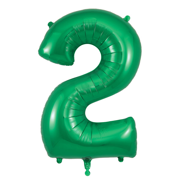 34" Number 2 Green Oaktree Foil Balloon