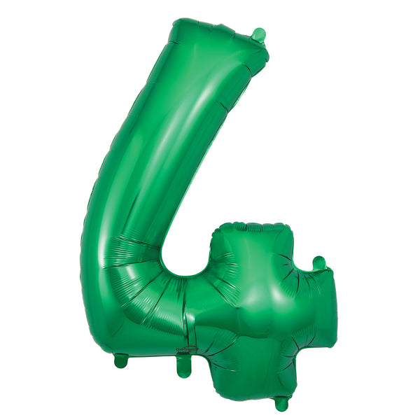 34" Number 4 Green Oaktree Foil Balloon