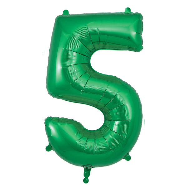 34" Number 5 Green Oaktree Foil Balloon