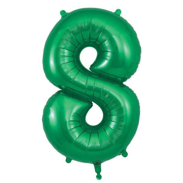 34" Number 8 Green Oaktree Foil Balloon