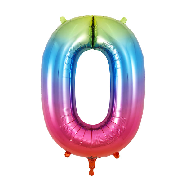 34" Number 0 Rainbow Oaktree Foil Balloon