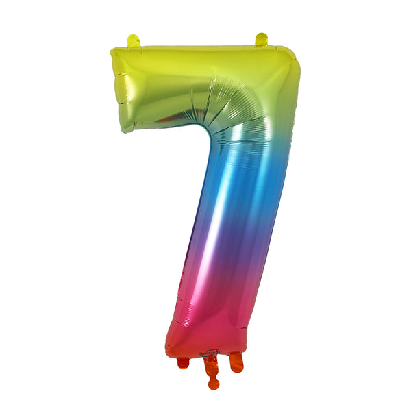 34" Number 7 Rainbow Oaktree Foil Balloon