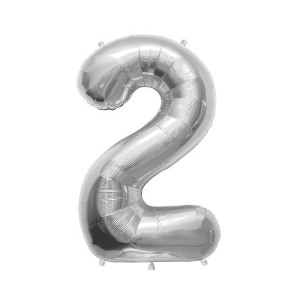 34" Number 2 Silver Oaktree Foil Balloon