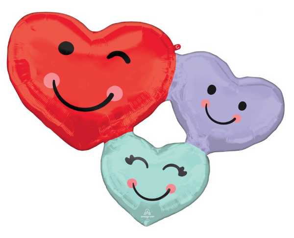 SuperShape Cute Heart Trio - Foil Balloon