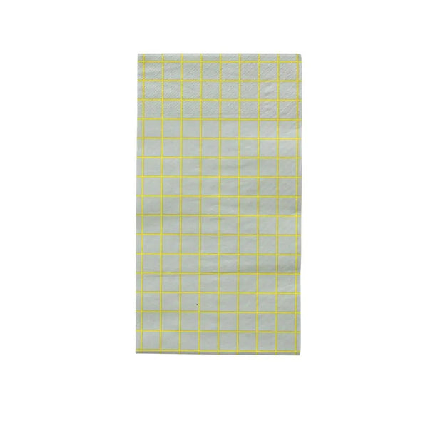 Chartreuse and Grey Grid Dinner Napkins