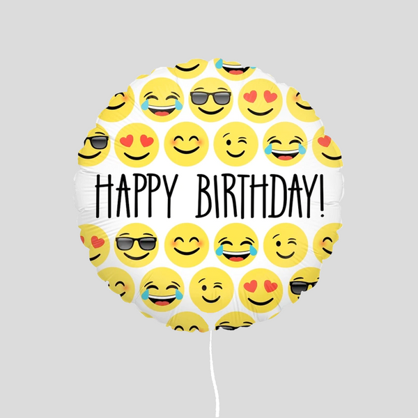 18" 'Happy Birthday Emoji Faces' Standard Foil Balloon