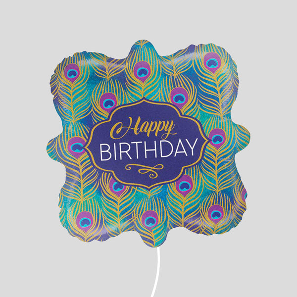 'Happy Birthday Peacock' Standard Foil Balloon