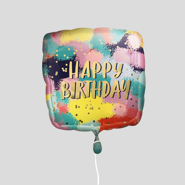 17" 'Happy Birthday Spray Paint' Standard Foil Balloon